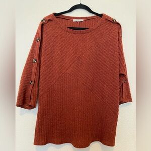 Women's Parallel Skies Rust Button-Detail Top Size XL